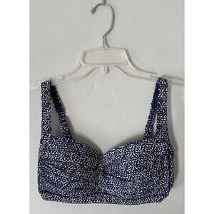 Bond-Eye Australia Nautical Foil Lightly Padded Bikini Navy Top D/DD US8 Swim